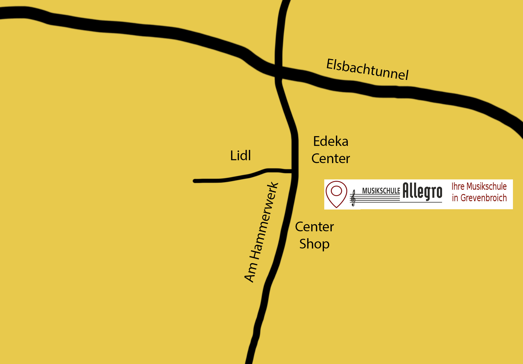 Lageplan der Musikschule Allegro in Grevenbroich