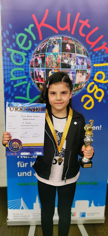 3. Platz für Anna beim Online Wettbewerb der Kinder Kulturtage Düsseldorf 2021