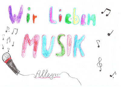 Musikunterricht Allegro Düsseldorf - gemaltes Bild von einem Musikschüler -wir sind Allegro.